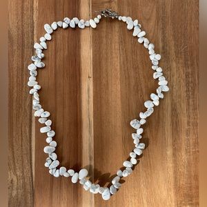Teardrop white and grey howlite necklace